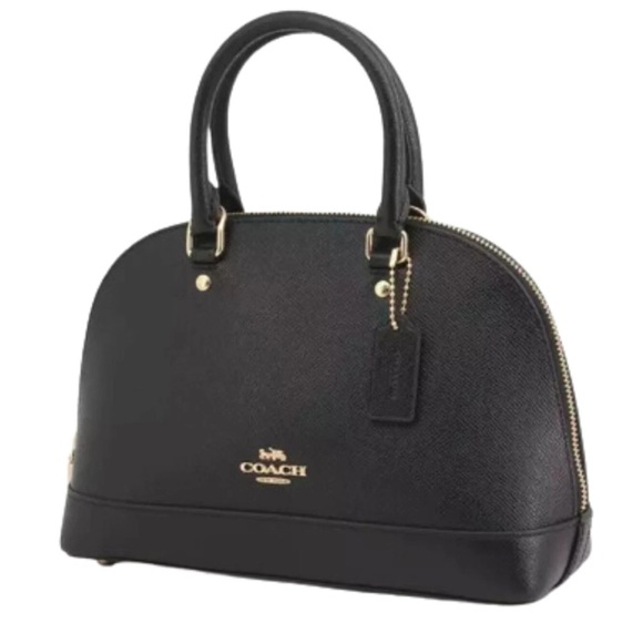Coach Handbags - Coach Black Saffiano Leather Dome Satchel with Gold Hardware